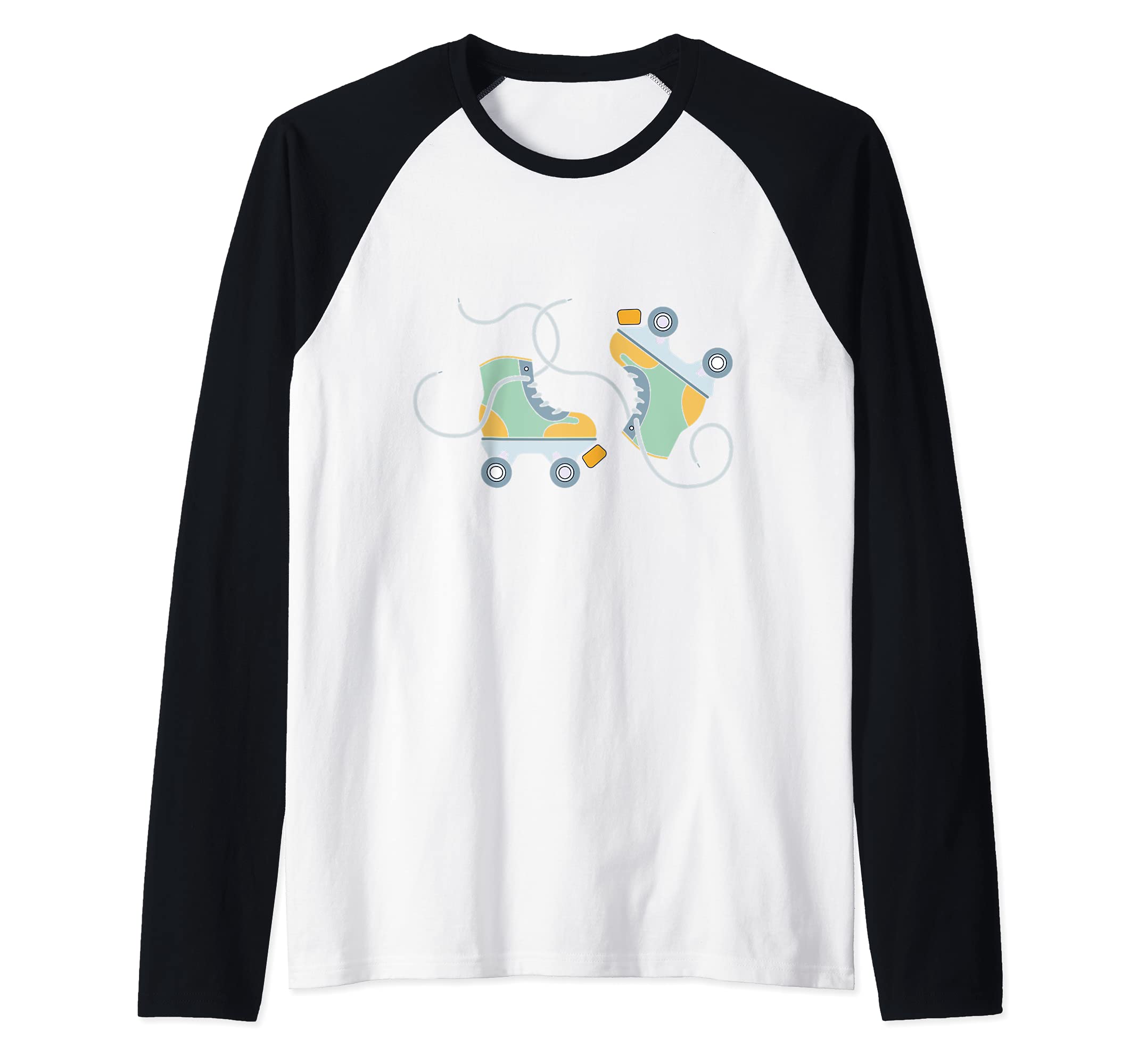Roller Derby Skates Skate Skateboard Skateboarding Girl Raglan Baseball Tee