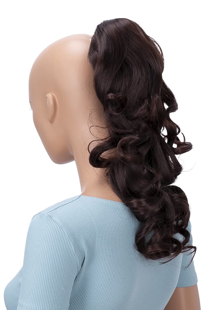 CAISHA 16" Hairpiece Ponytail Extension Butterfly Clip Voluminous Wavy Red-Brown H23