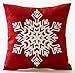 Beautiful Fantastic Snowflake Red Background Merry Christmas Gifts Cotton Linen Throw Pillow Case Personalized Cushion Cover NEW Home Office Decorative Square 18 X 18 Inches