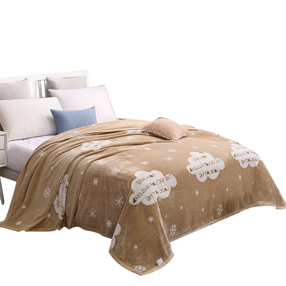 MYLUNE HOME Faux Fur Mink Fleece Blanket Throws Quilt with Snowflakes Pattern for Bedroom Living Rooms Sofa Full/Queen/King Size