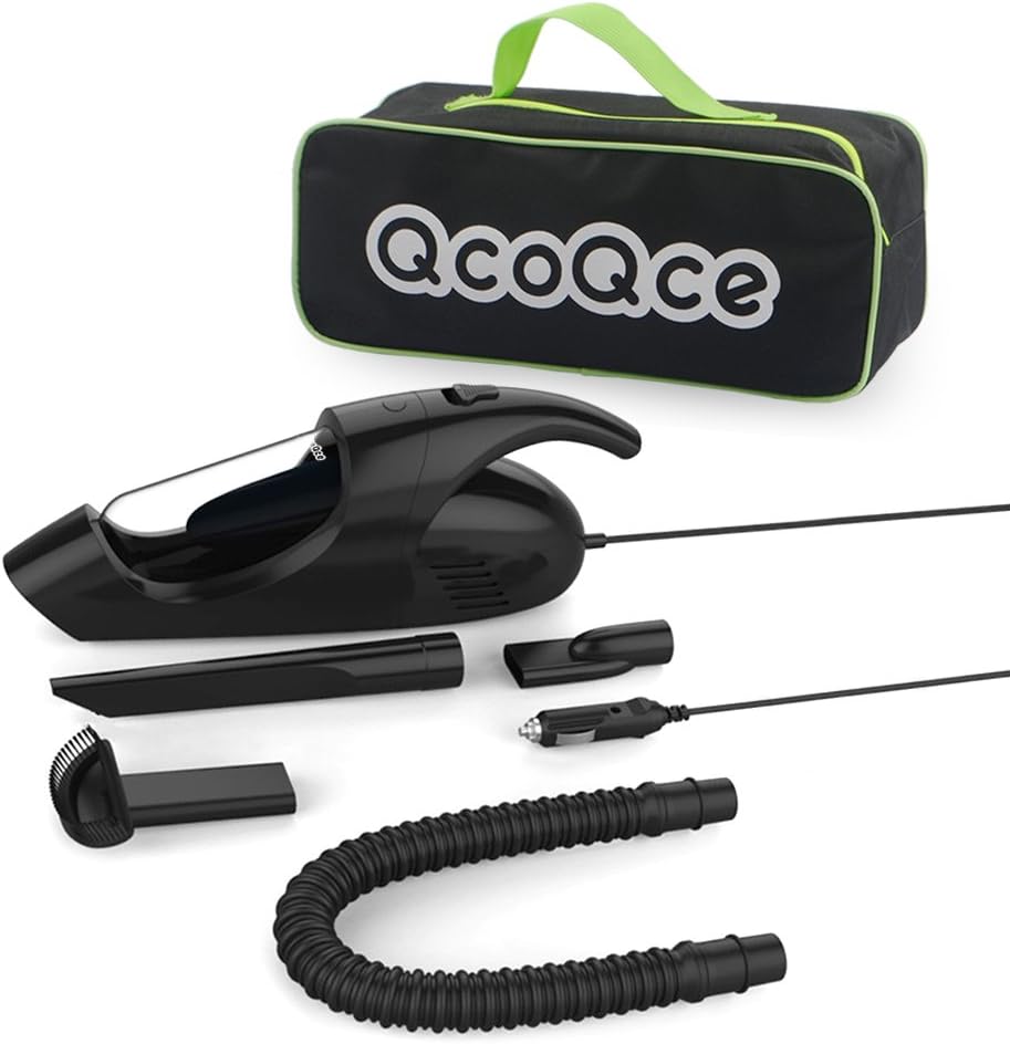 Car Vacuum Cleaner, QcoQce 12V 80W 3KPA Portable Dry Mini Handheld Car