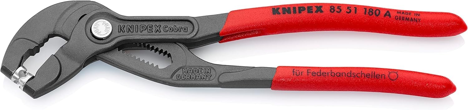 KNIPEX Spring Hose Clamp Pliers with Non-Slip Plastic Coating 180 mm, 85 51 180 A