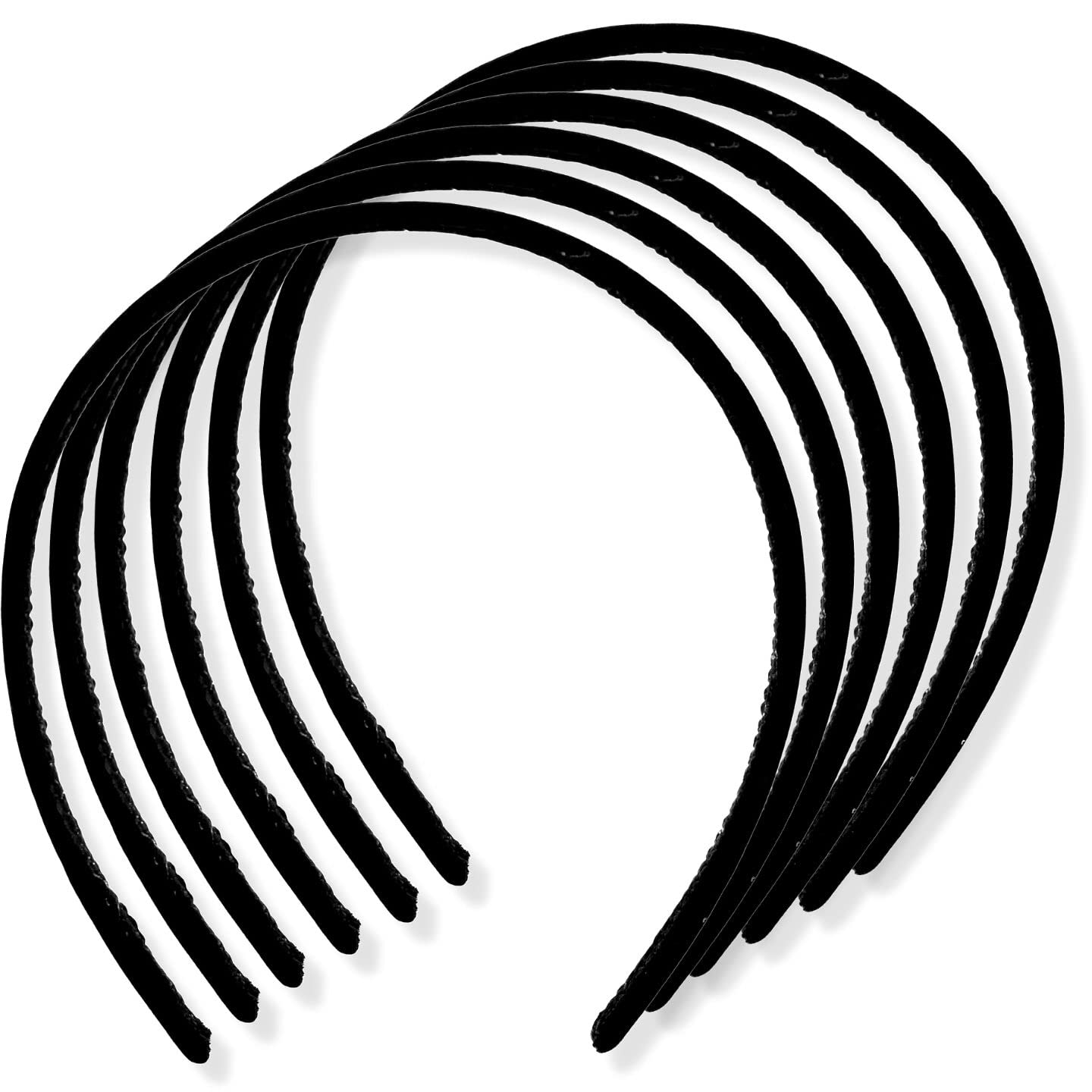 Topkids Accessories 6pc 1cm/0.4" Thin Velvet Hair Bands, Head bands Alice Bands Adult Women, Hair Accessories for Girls, Headbands for Women's Hair, Hair Bands for Girls (Black)