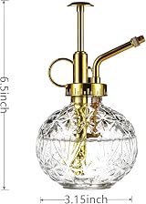 Eidoct Glass Plant Mister Spray Bottle 7 Oz Clear Gold Top 6.5'' view 2