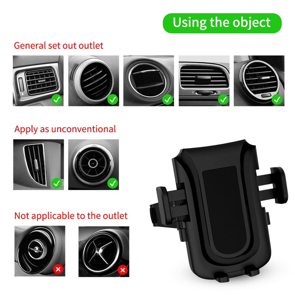 Uverbon Car Phone Mount Air Vent Phone Holder for Car with All Aluminum Alloy Horder + Dual 360 Degree Rotation for iPhone, Samsung, Google Nexus, Huawei and More