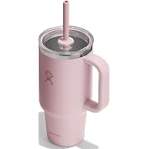 Hydro Flask Travel Tumbler with Handle, Clear Lid and Straw - Insulated Stainless Steel
