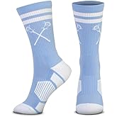 ChalkTalkSPORTS Lacrosse Performance Crew Socks - Retro Crossed Sticks - Youth & Adult - Multiple Colors - Lax Mid-Calf Socks