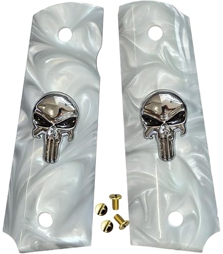 Amazon.com : 1911 Grips – Aluminum Alloy Pewter Finish Skull