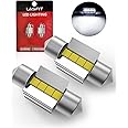 LASFIT 31mm LED Festoon 30MM DE3175 DE3021 6428 DE3022 DE3023 Bulb Canbus Error Free 400LM 6000K Extremely Bright Use for Dome Map Door Interior Door Trunk Glove Box Lights, Xenon White (Pack of 2)