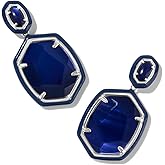 Kendra Scott, Women's, Daphne Enamel Frame Drop Earrings, Navy Mother Of Pearl, One Size