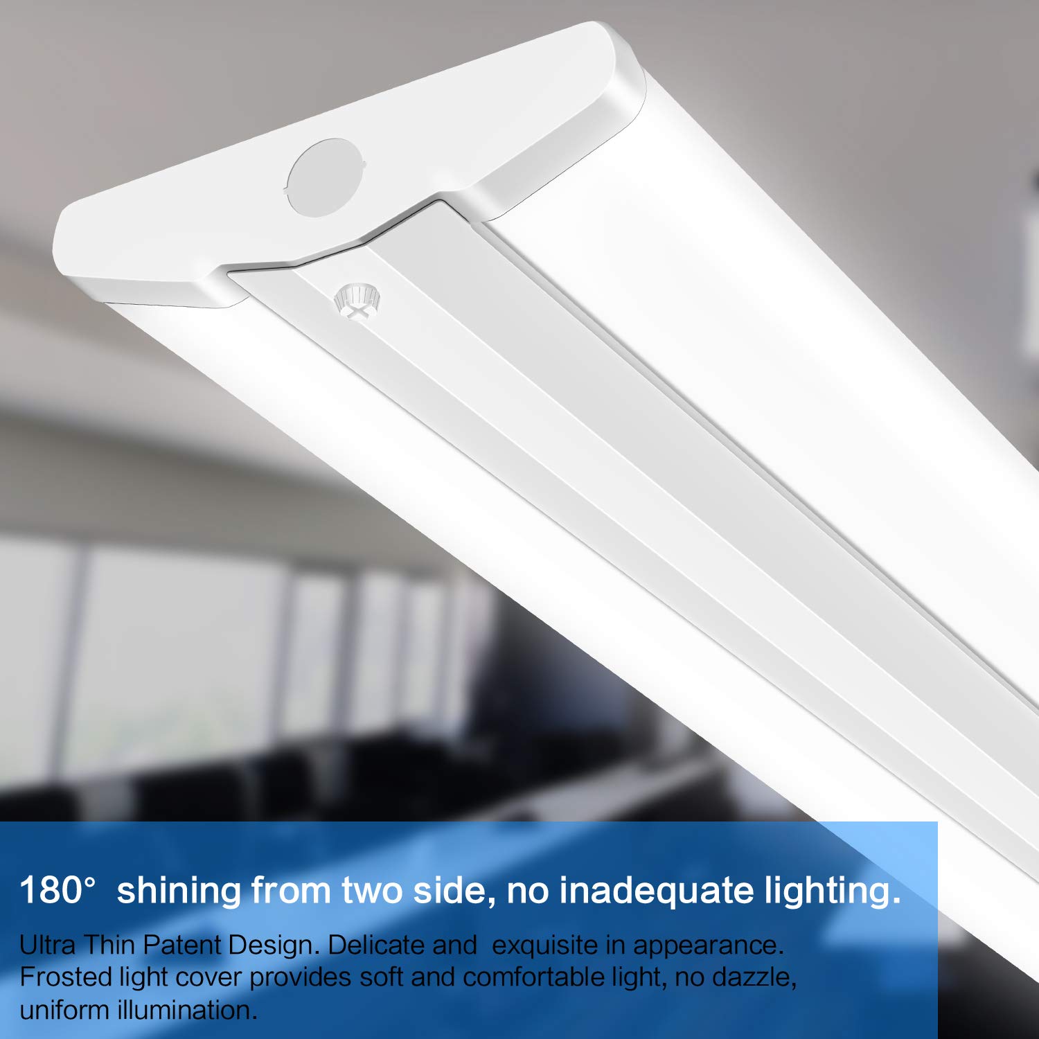 AntLux 72W 4FT LED Wraparound Office Light, Ultra Slim LED Garage Shop