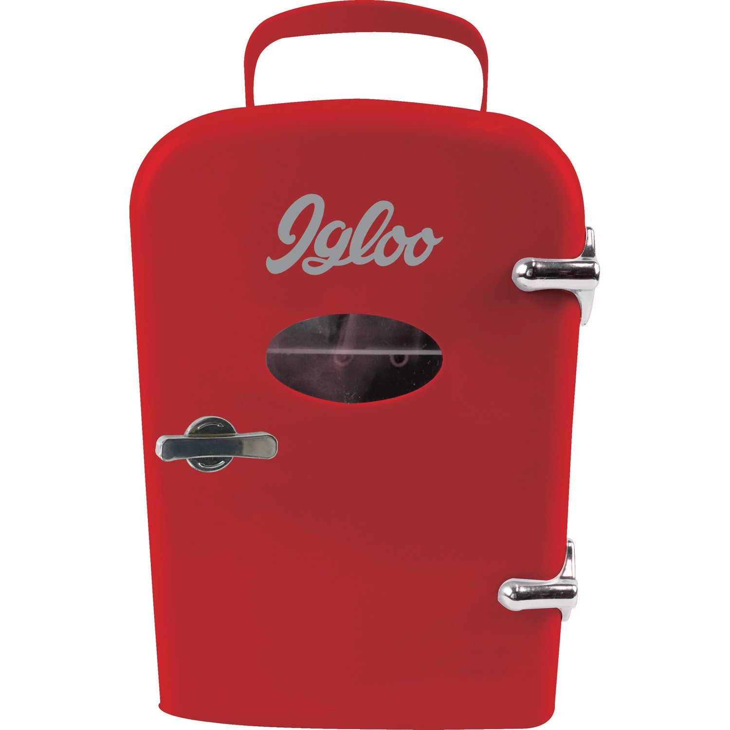 Igloo Mini Beverage Refrigerator Retro 6 Can Mini Fridge Red 4 Liter Capacity Home Kitchen Small Appliances