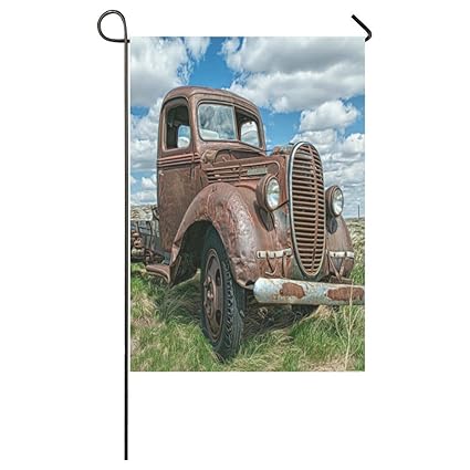 Amazon Com Old Truck Polyester House Flag Outdoor Banner 28 X
