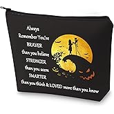 BWWKTOP Jack Fans Cosmetic Makeup Bag Horror Movie Fans Gifts You Are Braver Stronger Smarter Than You Think Halloween Zipper Pouch Bag (Always J & S bl)
