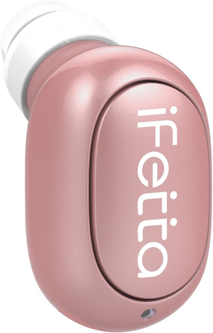 Mini Bluetooth Earbuds, Ifecco In-ear Smallest Wireless Headphones with Mic Hands-free Calling, Compatible with Bluetooth Devices, Upgrade Rose Gold (1 Pack)