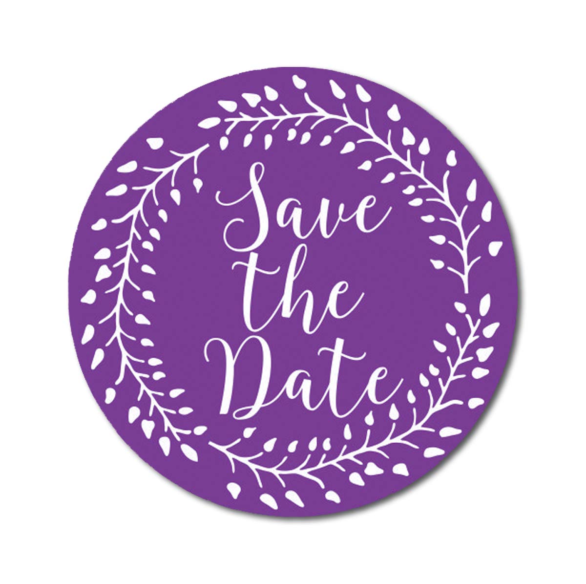 Darling Souvenir Violet Round 1.6 Inches Vines Border Save The Date Stickers Non Customized Gift-45 Pcs