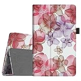Fintie Folio Case for All-New Amazon Fire HD 8 (6th Generation, 2016 release), Slim Fit Premium Vegan Leather Standing Cover Auto Wake/Sleep for Fire HD 8 Tablet (2016 6th Gen Only), Floral Purple
