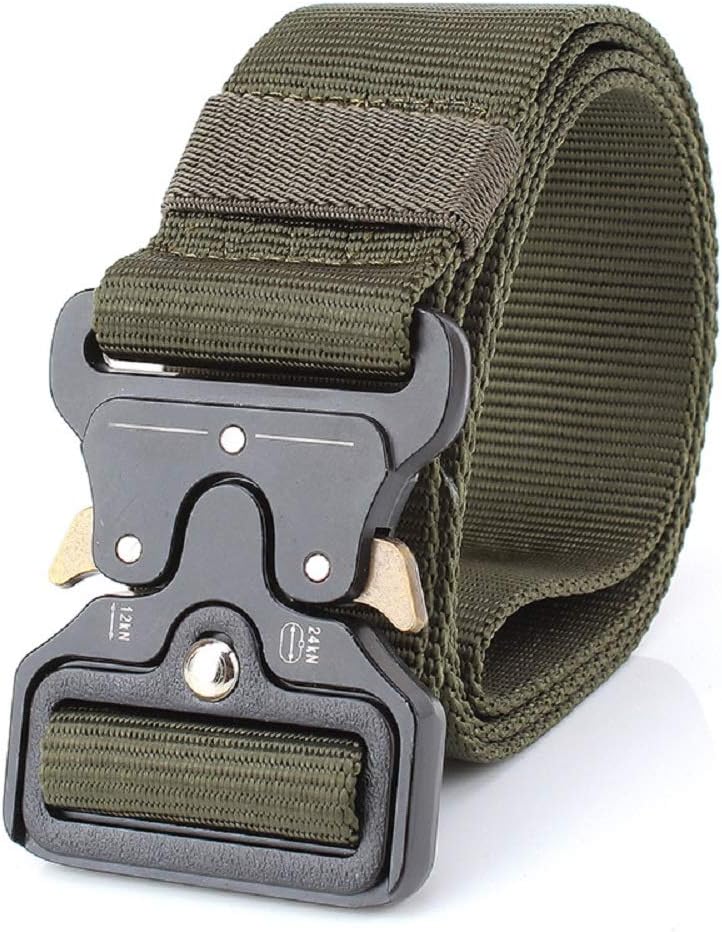 WEWOSKYMens Tactical Belt, W/3.8cm - 4.3cm Military Nylon Waist Belt with Metal Buckle Adjustable Combat Equipment Belt Heavy Duty Army Training Carry Waist Belt