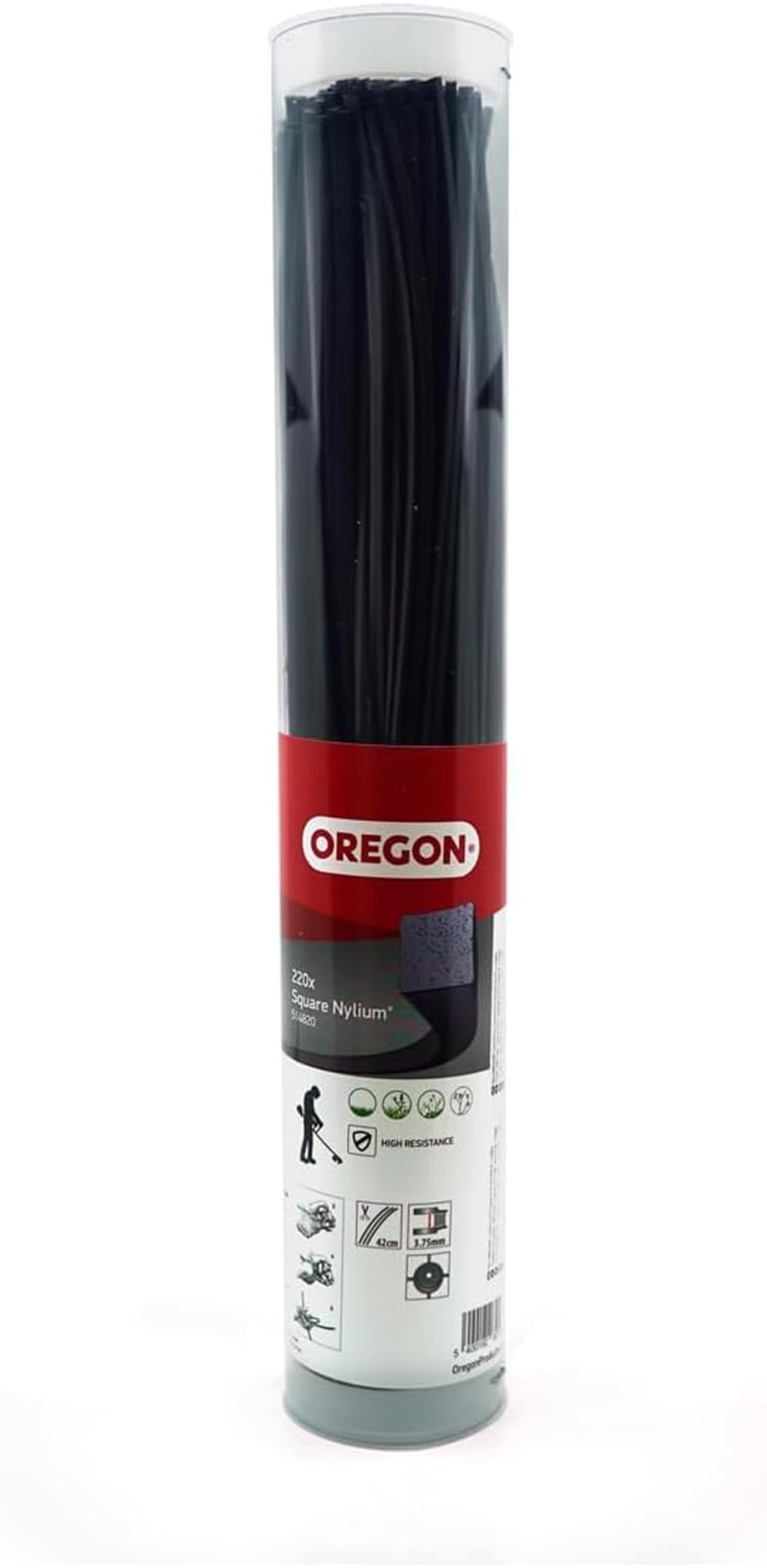 Oregon Precut Square 3.75mm Strimmer Line with Aluminium Particles, Tackles Weeds & Thick Vegetation, Professional Heavy Duty Strimmer Wire, Fits Most Standard Models, 3.75 mm x 42cm 200pcs (514820)