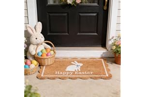 Easter Bunny Coir Doormat for Front Door,17" x 29" Easter Bunny Welcome Door Mat,Non-Slip Happy EasterBunny Home Decor FrontD