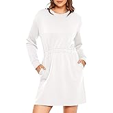 Glamaker Womens 2024 Fall Sweatshirt Dresses Winter Long Sleeve T Shirt Dresses Air Essential Outfit Dress with Pockets