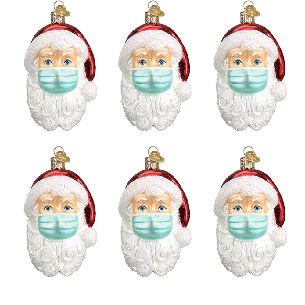 AGDLLYD 2022 Christmas Tree Decorations,Quarantine Santa Ornaments Xmas Ornament Santa with a Mask, Holiday Christmas Hanging Ornaments for Tree Home Decor Xmas Gifts (6pcs)
