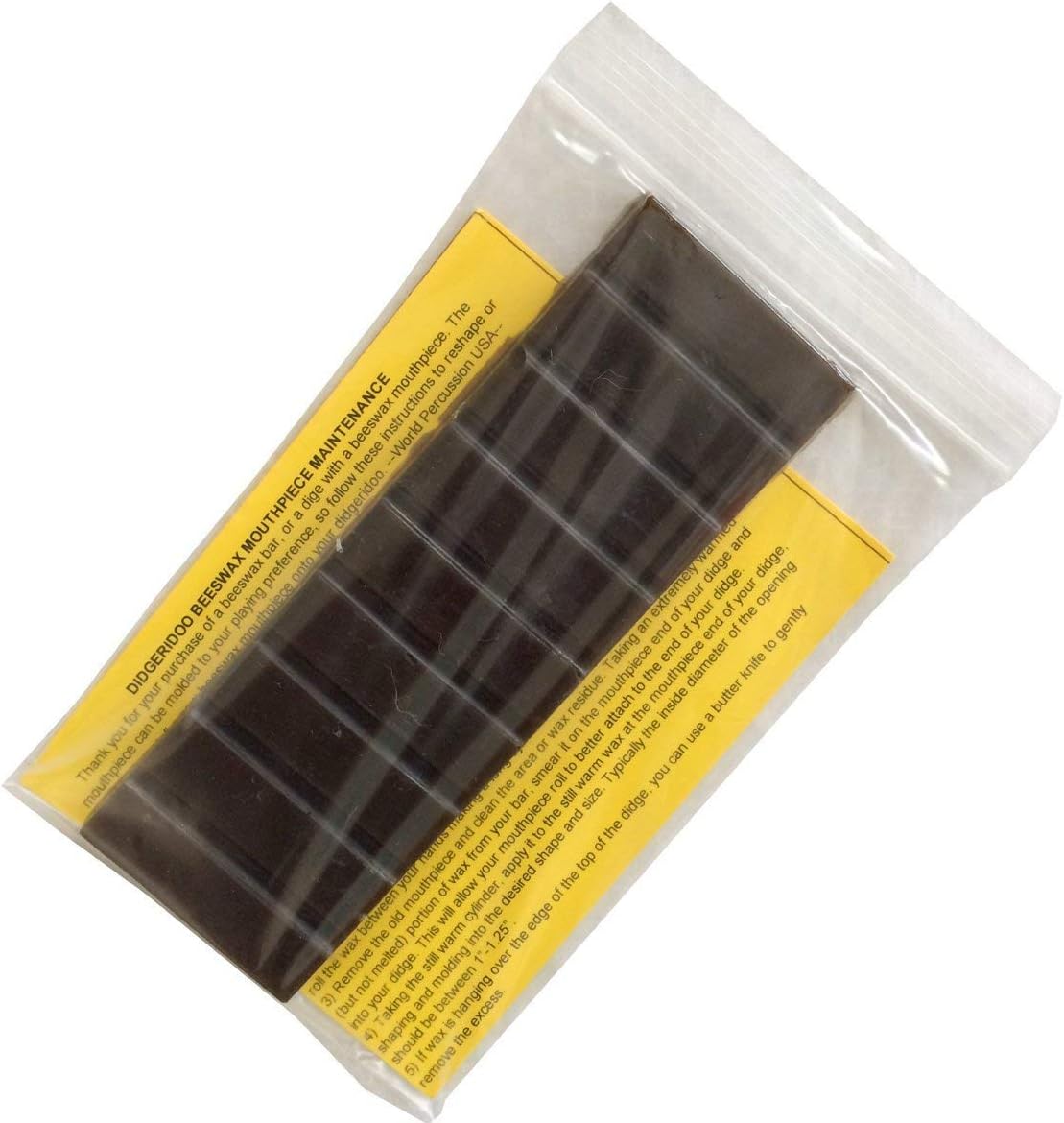 Didgeridoo Beeswax Mouthpiece Kit - 2 ounce dark raw beeswax bar with FREE instructions by World Percussion USA