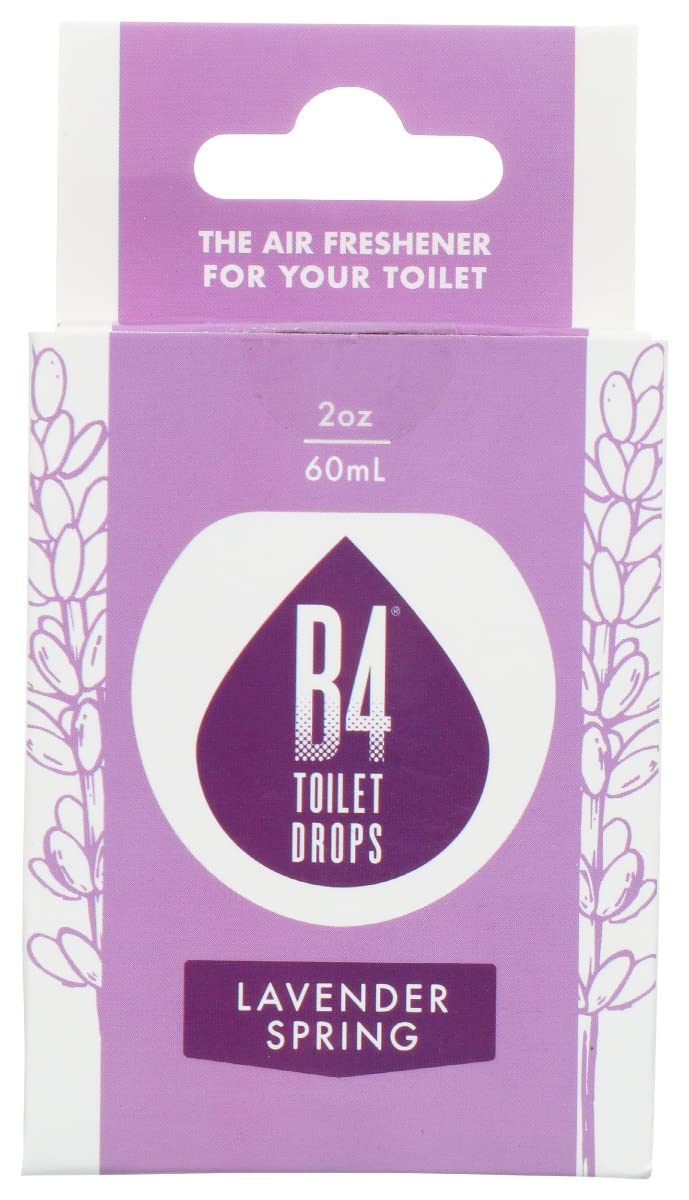 B4 Toilet Drops Toilet and Bathroom Deodorizer Drops, 2 Ounce Bottle (Lavender Spring)