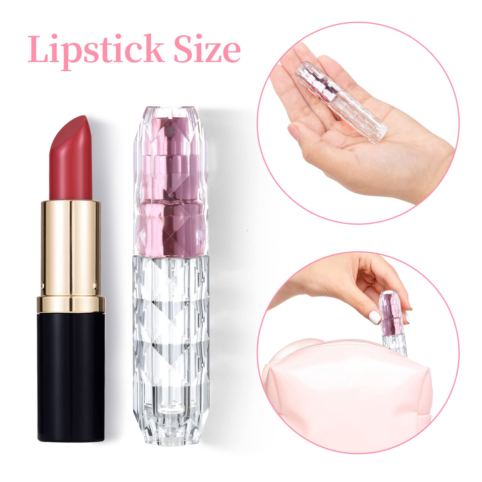 YOCASII Clear Travel Size Empty Spray Bottles Perfume Atomizer Diamond Design, 3pcs Mini Cologne Bottle Refillable, Perfume Travel Refillable Bottles for Women