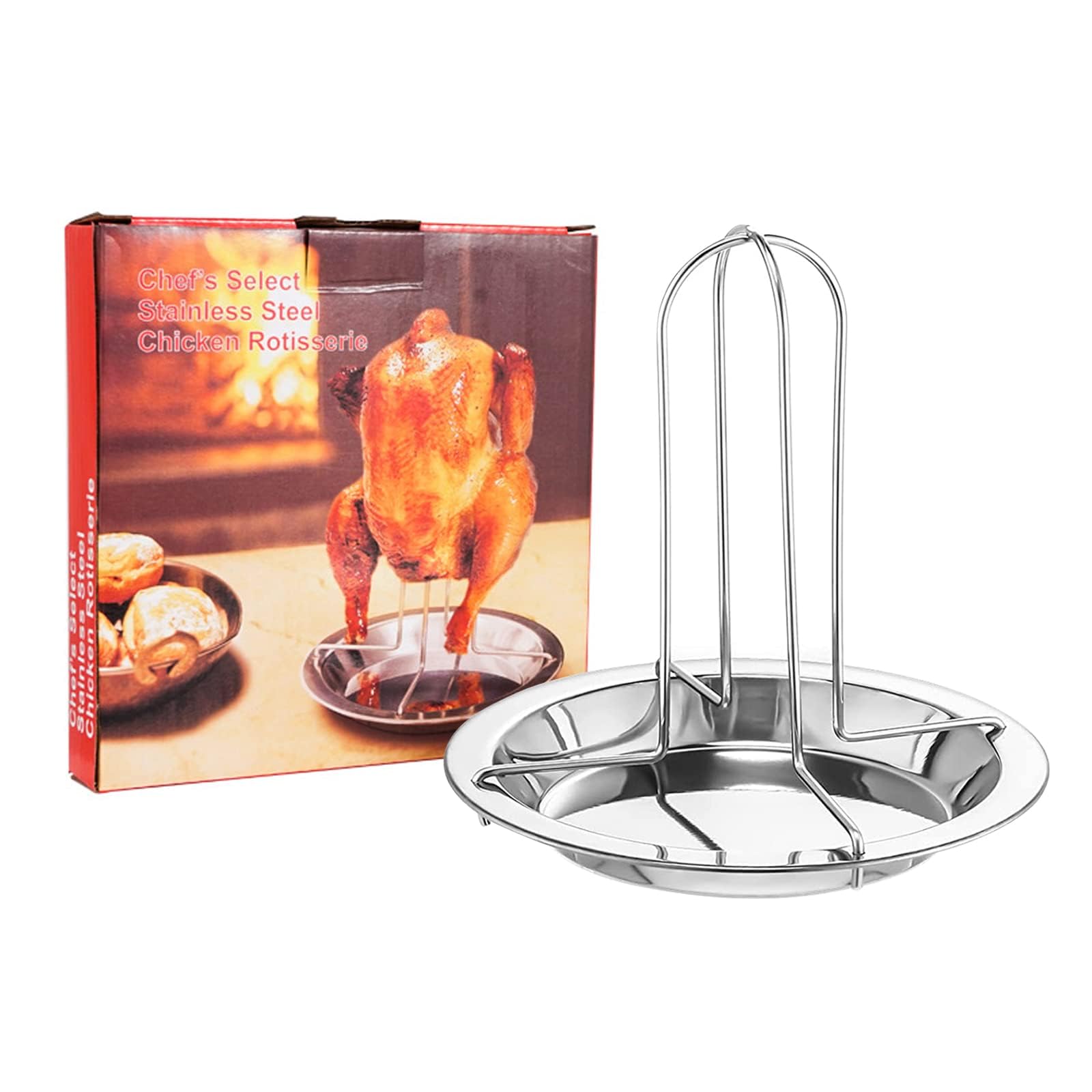 ZARADU Vertical Roaster Holder With Drip Oil Pan - Chicken Roaster Rack - Stainless Steel Grill Chicken Holder,for Oven and Barbecue Grilling Cooking