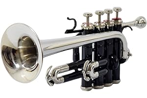 SCEXPORTS New Piccolo Trumpet Key Bb Free Hard Case & MouthPiece (Black Nickle)