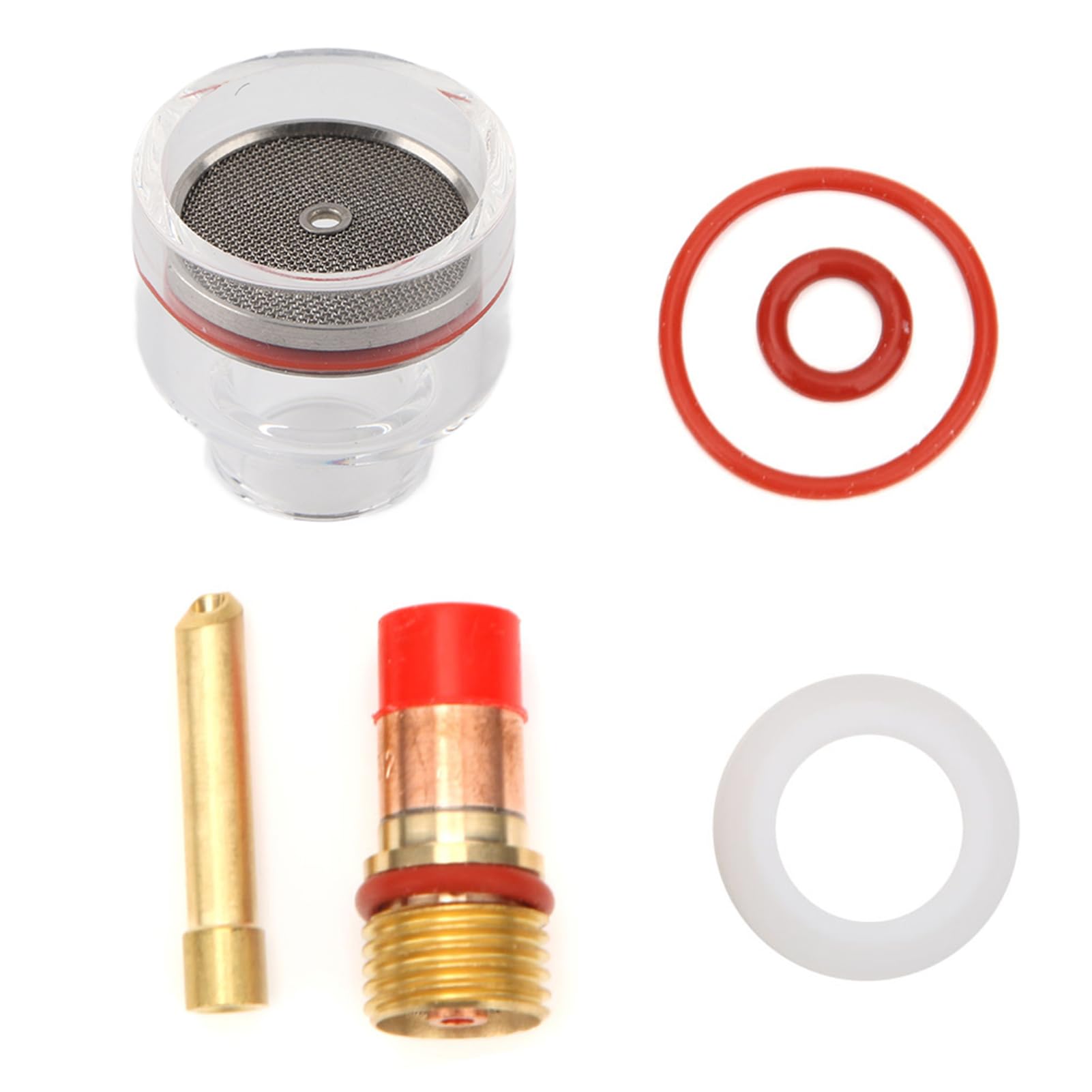 WP Torch Gas Lens Collet Body Glass Cup WP Welding Torch Kit Accessories for WP-17/18/26 Torch Accessories Spares Parts Tungsten Needle Rubber Washer(1.6MM)