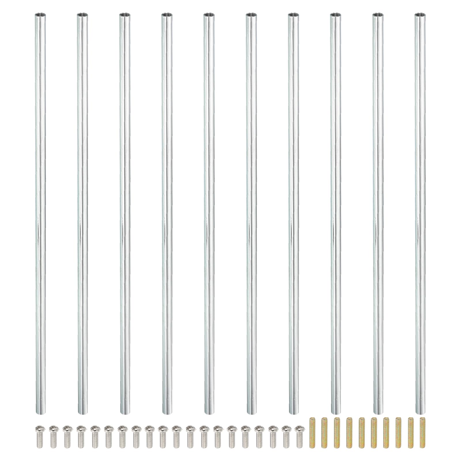 PATIKIL 200mm (7.9") Round Coupling Nuts Kit, M4 Threaded Connector Bar Hardware with Fully Thread Rods Screws for Lamp Model Furniture DIY Repair Part