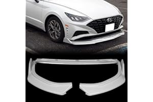 Q1-Tech Front Bumper Lip fit for compatible with 2020-2021 Hyundai Sonata, Front Bumper Lip Spoiler Air Chin Body Kit Splitter Painted Glossy White ABS, (CK-Style)