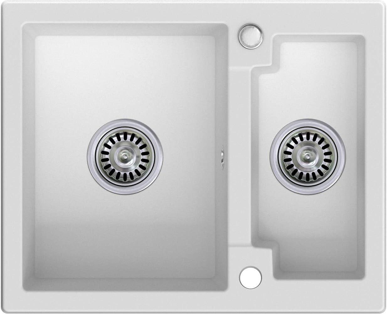 Granitspüle mit Siphon Paris Einbauspüle Spülbecken Weiß Küchenspüle
