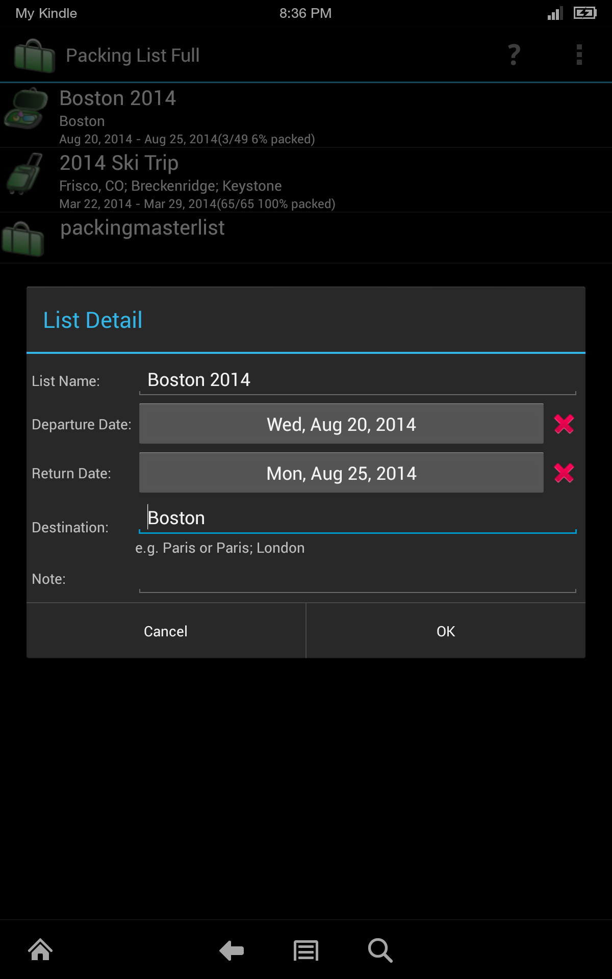 Packing ListAmazon.frAppstore for Android