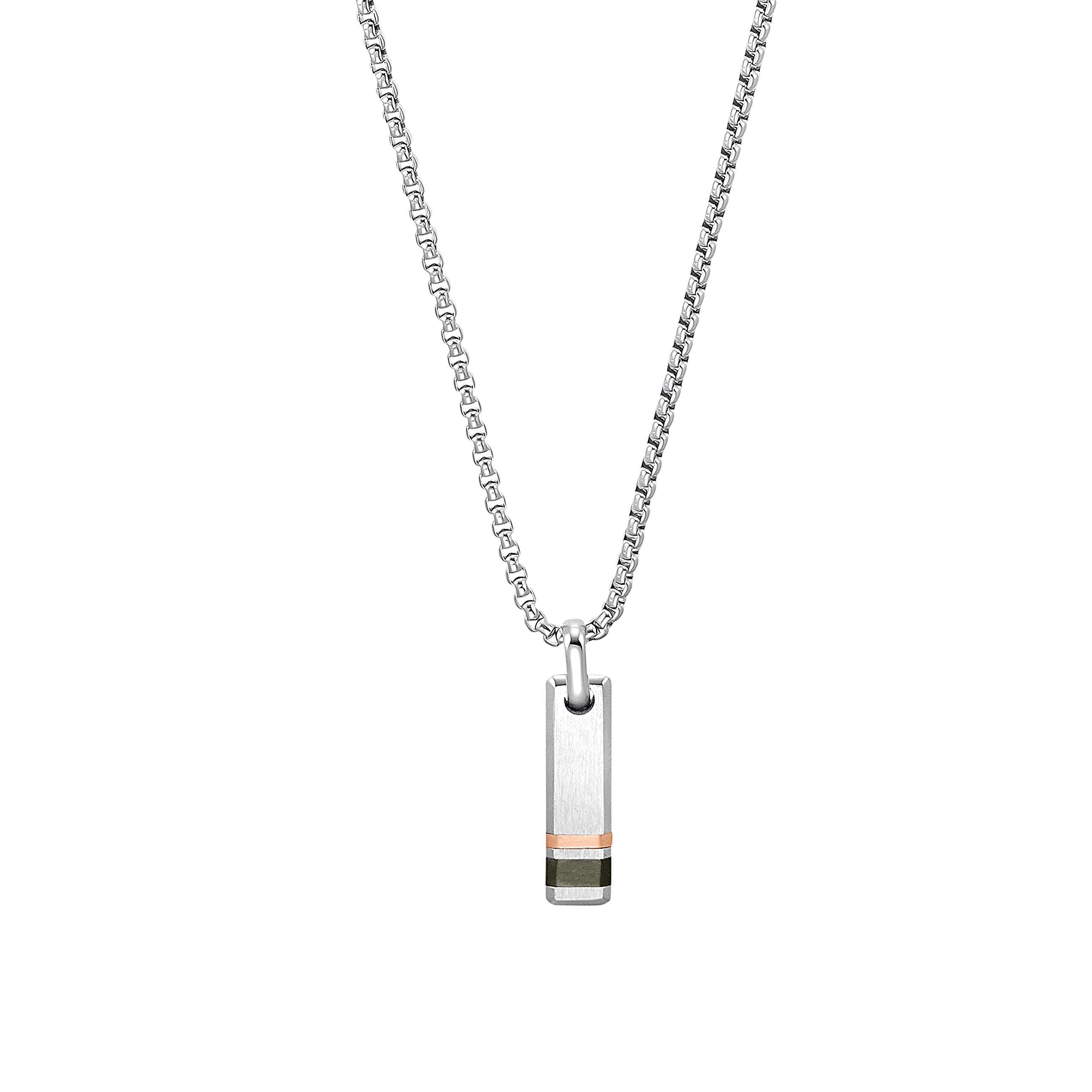 s.Oliver Necklace with Pendant Stainless Steel Men's Necklace, 50+5 cm, Bicolor, comes in Jewelry Gift box