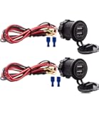 WYMECT Dual USB Charger Socket Waterproof Power Outlet 12V/24V 2.1A & 2.1A for Car Boat Marine RV Mobile Blue LED