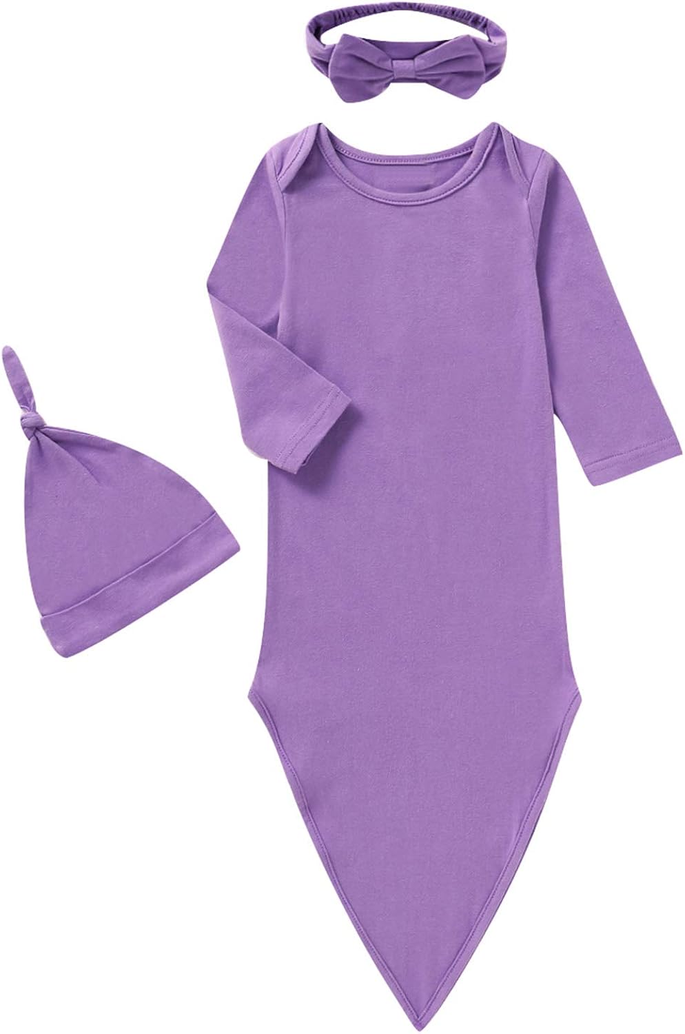 Dramiposs Baby Gowns Newborn Gender Neutral Knotted Sleepers Baby Coming Home Outfit