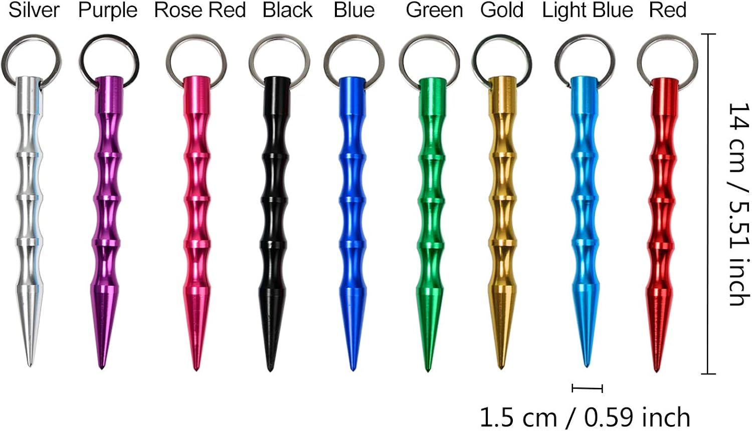 Self Defense Keychain Metal Cusp Portable Sturdy and Durable Aluminum for Girls Ladies Window Breaker, Women, 9 Pack: Clothing