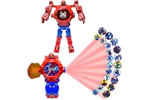 SIJING Transformable Superhero Projector Watch, 3D Kid Smart Robot Digital Wrist Watch Toy with 21 Images for Boy Girl Birthday Halloween Christmas