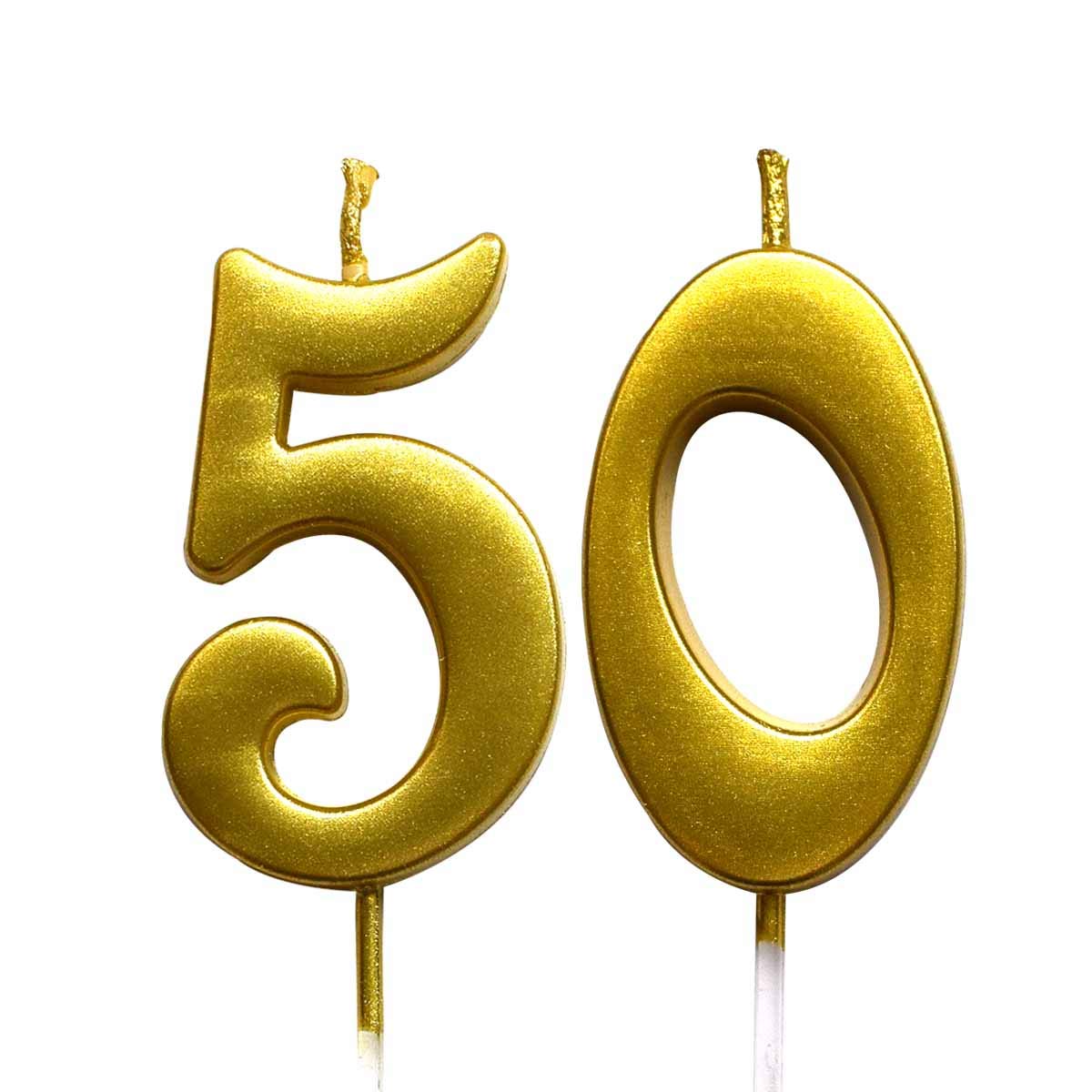 Home Birthday Candles MAGJUCHE Gold 50th Birthday Numeral Candle Number