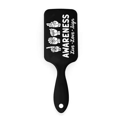 Deaf Awareness Live Love Sign Language Asl Gift Hair Brush For Women Men Styling