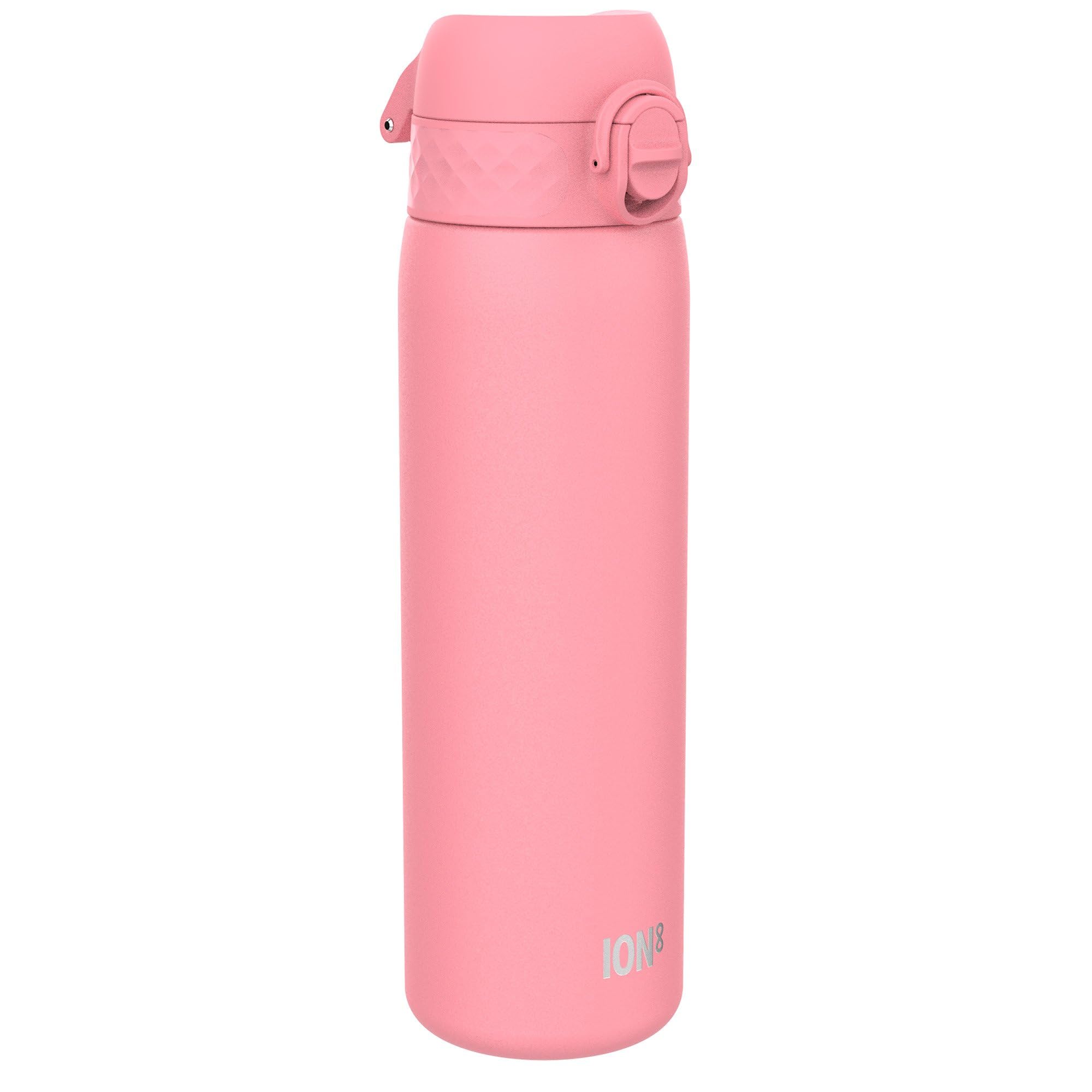 ION8 Vacuum Insulated Steel Water Bottle, 500 ml/17 oz, Leak Proof, Easy to Open, Secure Lock, Dishwasher Safe, Fits Cup Holders, Carry Handle, Scratch Resistant, Metal Water Bottle, Rose Pink — image 1
