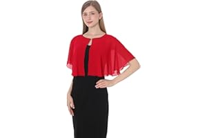 Baoqiya Capelets for women Chiffon Cape Soft Shawls and Wraps Wedding Capes 1920s flapper Cover Up