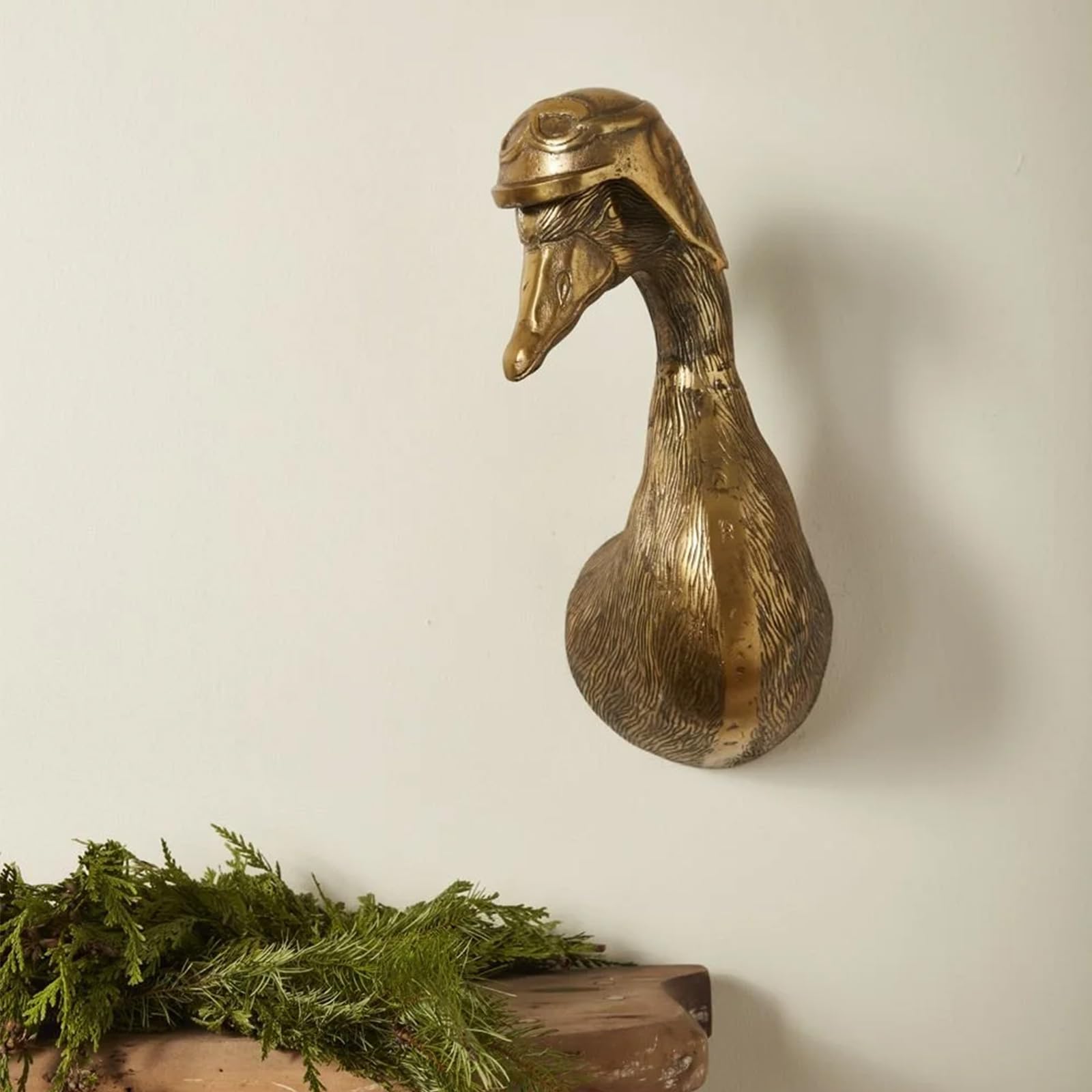 Gresonic 3D Head Wall Mount Animal Heads for Art Hanging Sculptures, Small Metal Wall Resin Art Decor Ornament Waterproof Bronzed Resin Decorations for Home (Duck Head)