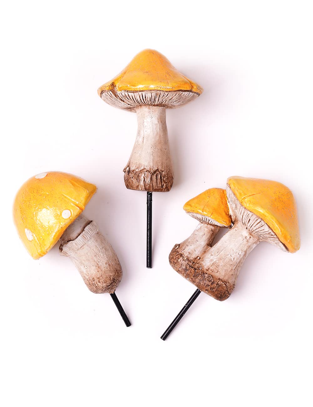 SEINHIJO 3pcs Mushroom Statue Decor Modern Sculpture Gifts Fairy Ornament Garden Figurine Polyresin Patio Yard Arts Crafts 16cm