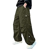 SANGTREE Boy's Drawstring Waist Pleated Front Baggy Cargo Pants, 4-14 Years