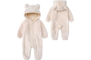 BABYMINE baby fluffy costume furry bear onesie baby fuzzy teddy bear outfit baby newborn plush clothes