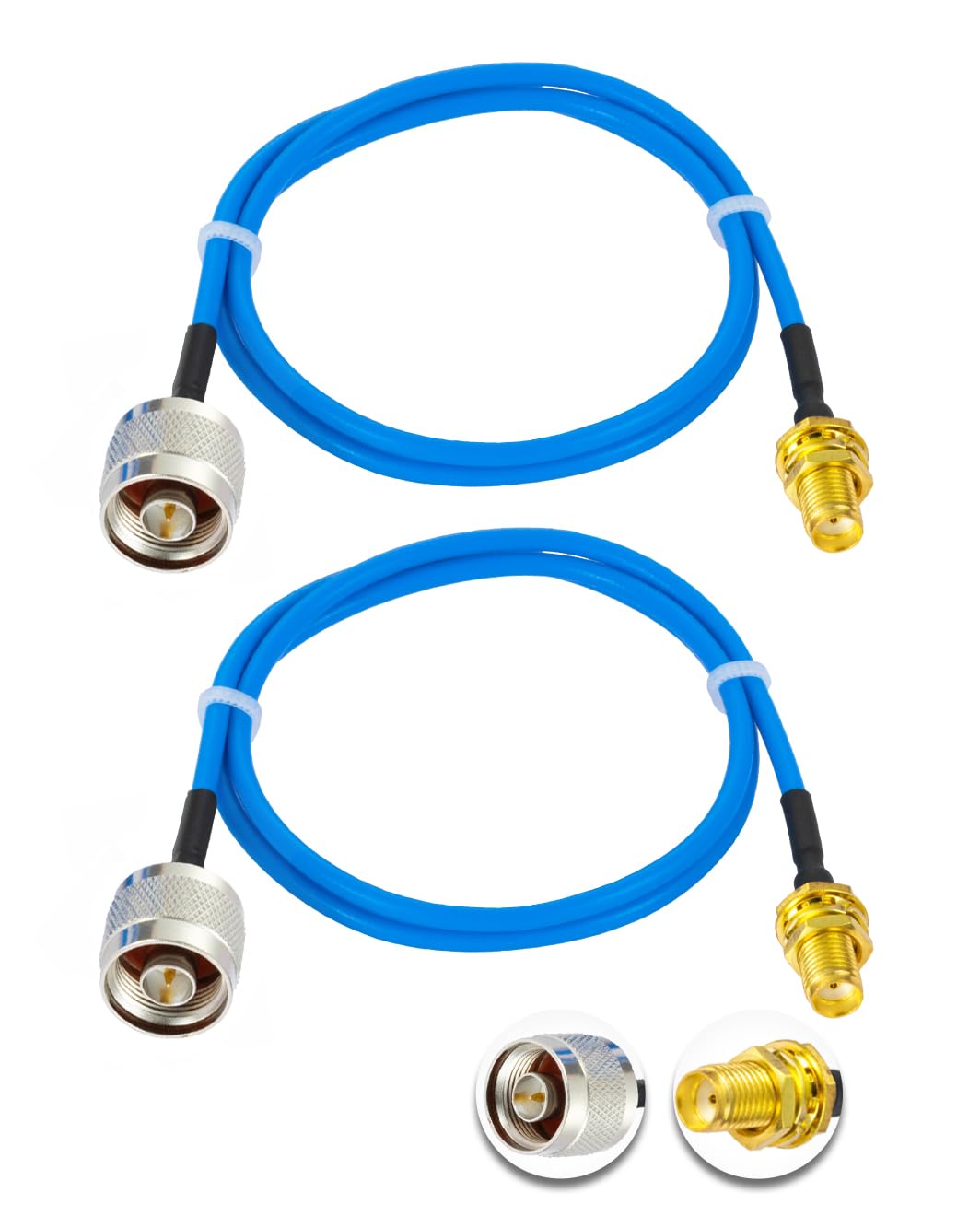 Vecys 2PCS SMA Female to N Type Male RF Coaxial Cable N Type RF Coax Pigtail Cable 20" /50CM RG405 SMA Male 50 Ohm Low Loss Extension Cable